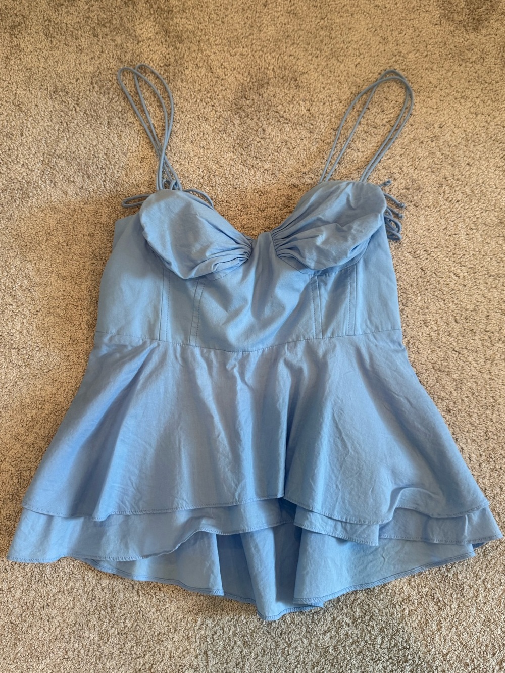 Zara ruffle bustier top blue